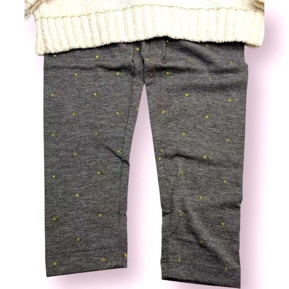 DKNY NEW Cream Sweater & Gray Leggings Set ~ Gold Accent Threads Polka Dots 18m - Picture 4 of 10